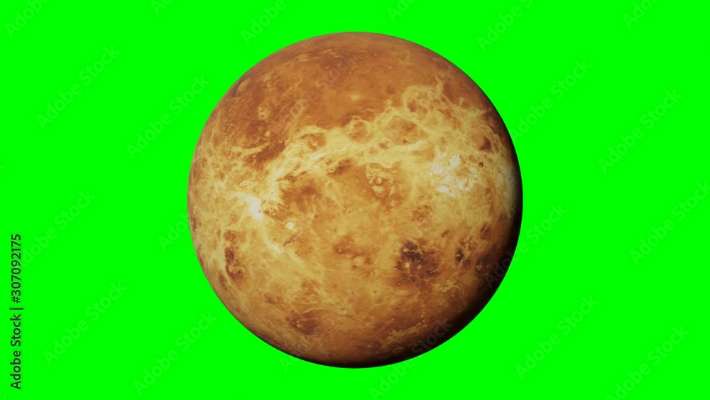 Canvas Prints planet venus rotating, solar system world in outer space isolated on green screen background, 4k loo