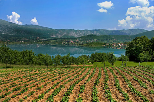 B&auml;uerliche Landschaft am Ramsko Jezero (Rama-Stausee) in Bosnien-Herzegowina