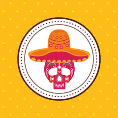 mexican culture hat with skull head