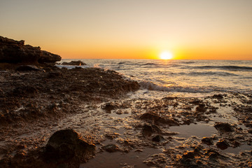 Naklejka premium The Oropesa coast of the sea at sunrise