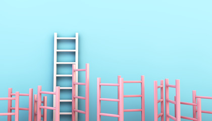 pink ladder collection on blue background © MclittleStock