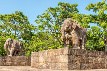 Fototapeta na wymiar View at the Elephant statues in Konark Sun Temple complex - Odisha, India