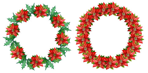 watercolor poinsettia wreath