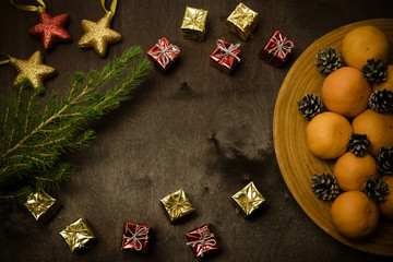 Christmas decorations on a dark background
