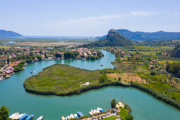 Aerial view of Dalyan in Turkey