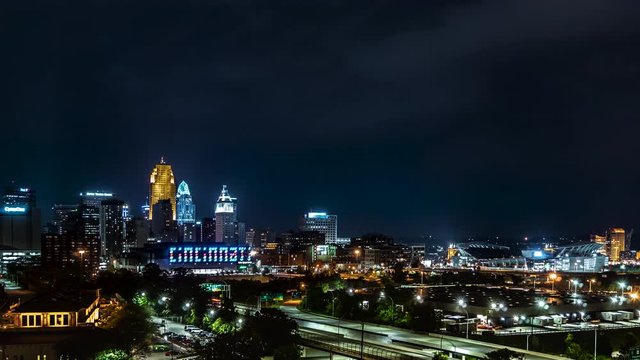 Cincinnati Ohio Skyline on a Cloudy Night 2017