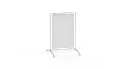 Swinger sign frame, double sided blank white board for mock up template and branding presentation, 3d illustration