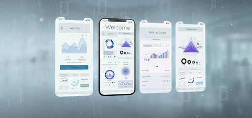Application interface UI on a smartphone - 3d rendering