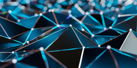 Abstract connection structure with connecting dots and lines - 3d rendering