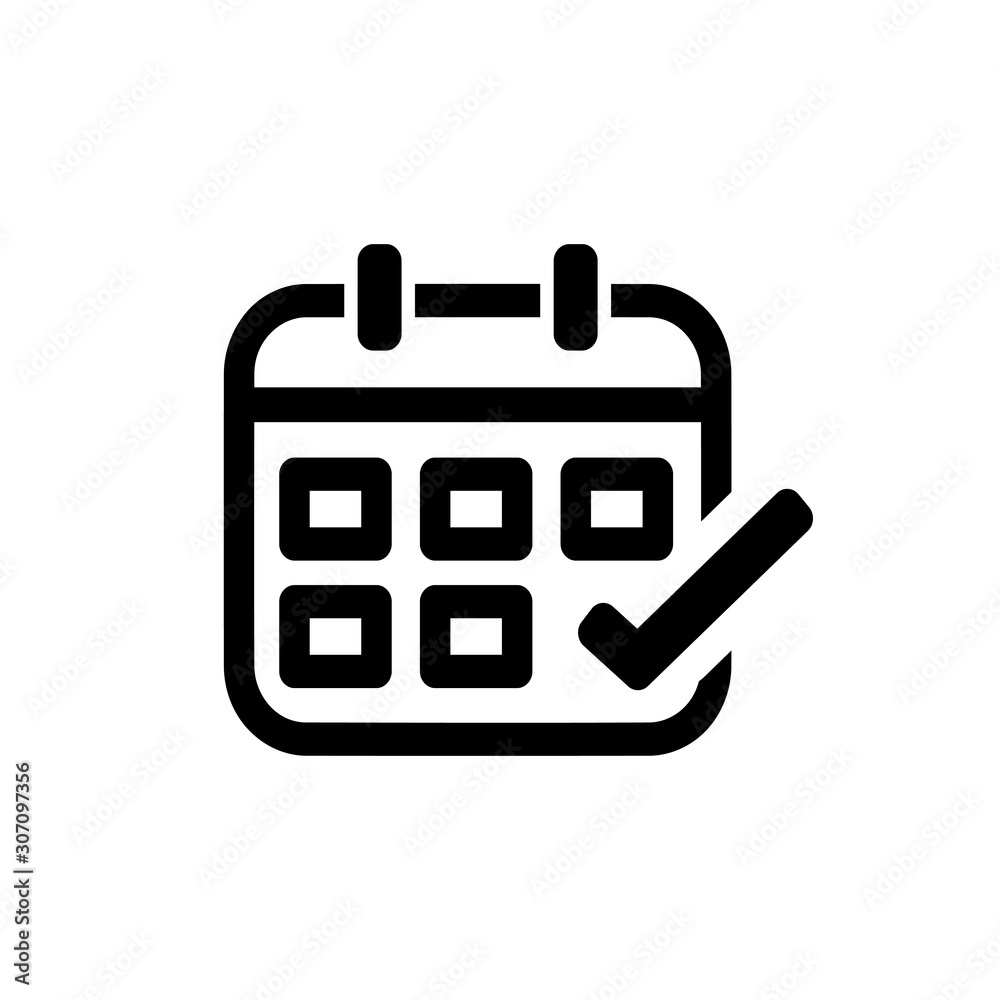 Poster calendar icon. black vector illustration isolated for graphic and web design.
