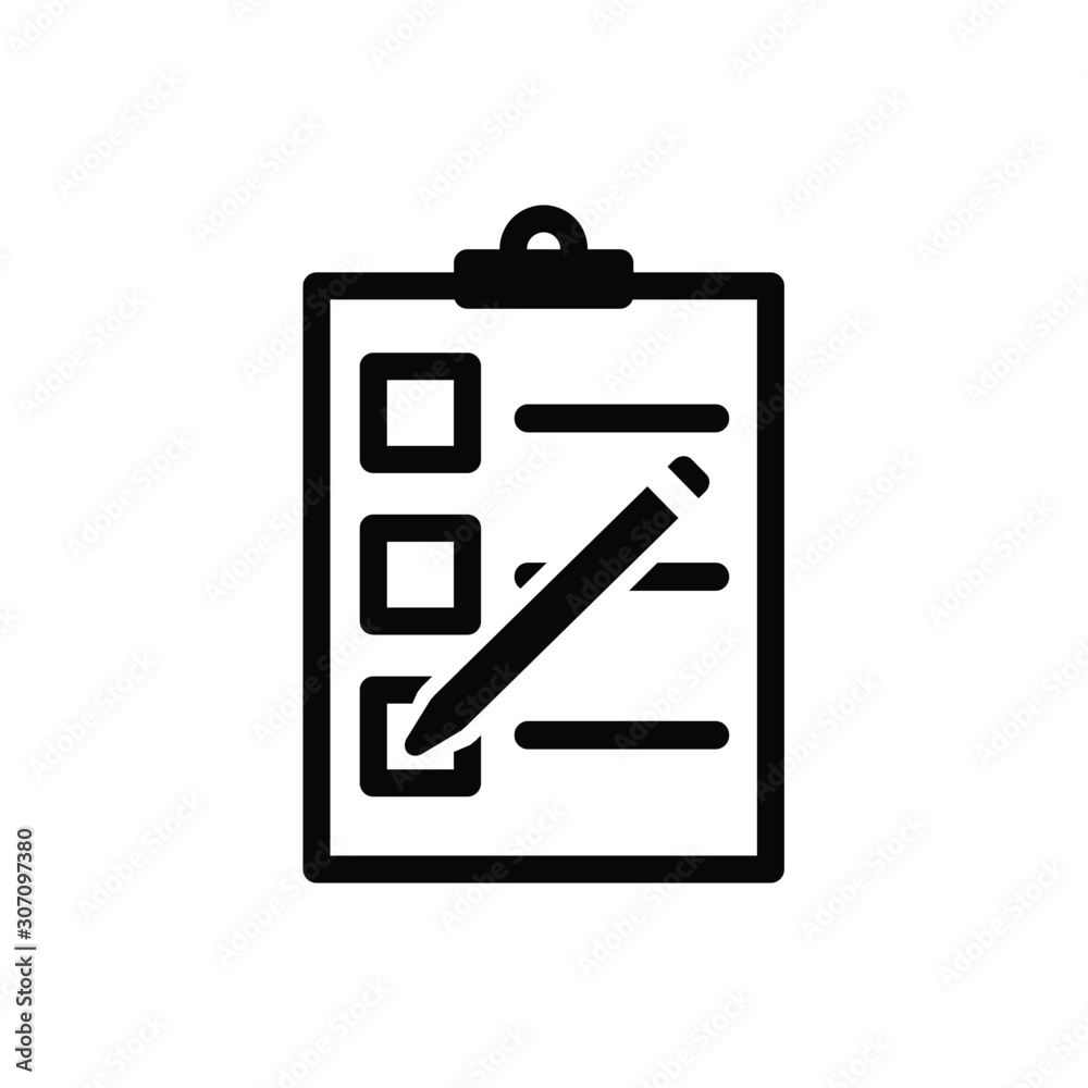 Poster Checklist icon flat style isolated on background. Checklist sign symbol for web site and app design.