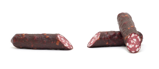 Smoked sausage isolated on white