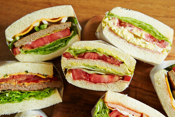 Various take out sandwich cross section