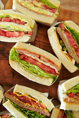 Various take out sandwich cross section