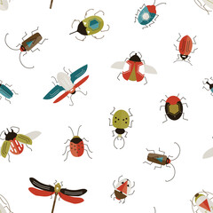 Bugs and beetles vector seamless pattern © Good Studio