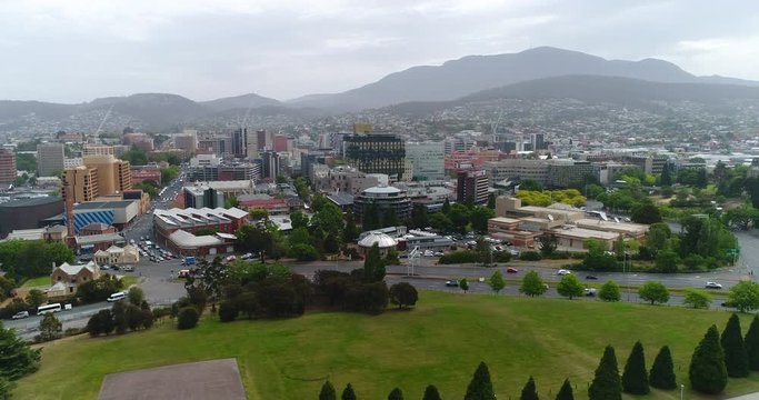 Hobart CBD with mountains in the background