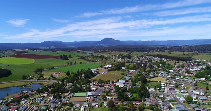 Typical lush Tasmanian countryside from above