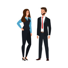 business couple elegant avatar character vector illustration design