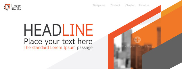 Horizontal web banner, vector template, with space for your picture