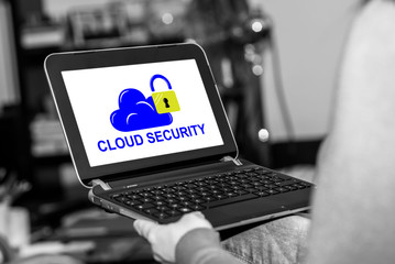 Cloud security concept on a tablet
