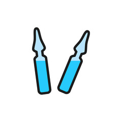 Injection for solution ampoules flat color icon.