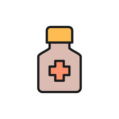 Fototapeta premium Vector bottle of medicine flat color icon.