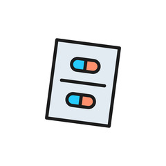 Blister with capsules, medical pill flat color icon.