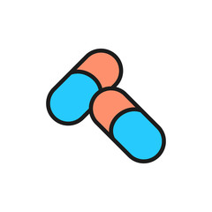 Vector pills, tablet, capsules flat color icon.