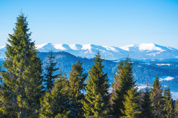 Beautiful mesmerizing panorama of a ski slope