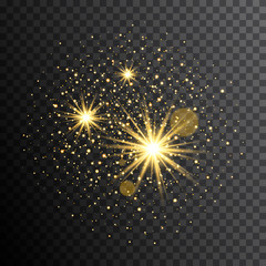 Gold sparks glitter special light effect.