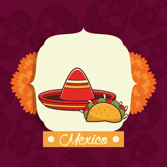delicious taco mexican food with flowers decoration