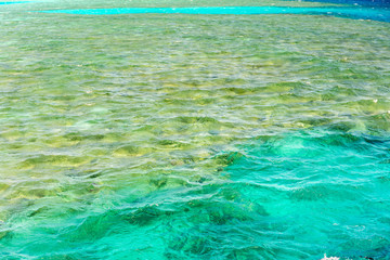 Fototapeta na wymiar sea waves. Blue water for background. Emerald-colored sea water.
