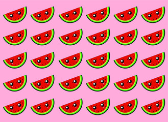 pattern with watermelons on a pink background