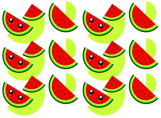 pattern with waabstract simple background with watermelon, vector illustrationtermelons on a green background