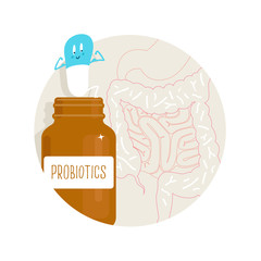 Probiotic supplement in capsule for maintaining healthy balance of gut bacteria, immune and digestive health.