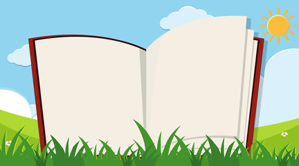 Book template with green grass background