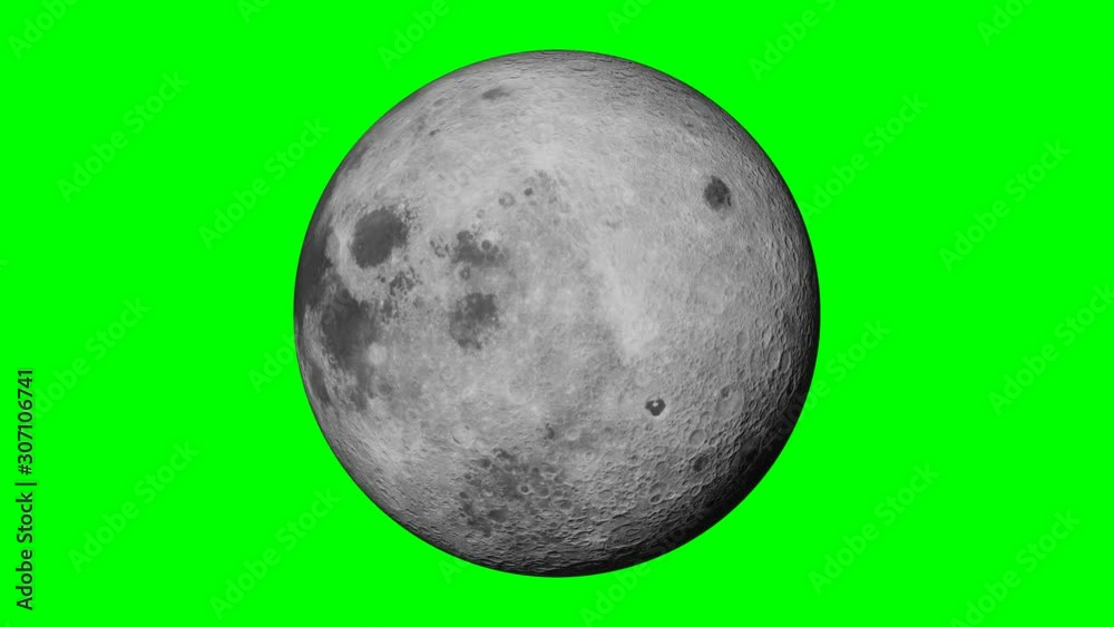 Poster moon rotating, solar system world in outer space isolated on green screen background, 4k loop