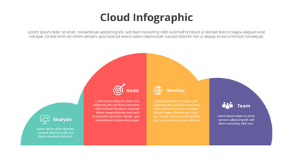 cloud technology internet server database with 4 point with various color for slide template presentation - vector