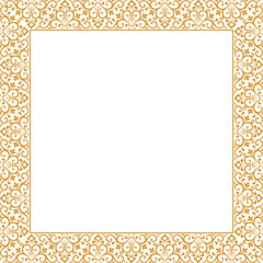 Decorative frame Elegant vector element for design in Eastern style, place for text. Floral golden border. Lace illustration for invitations and greeting cards.