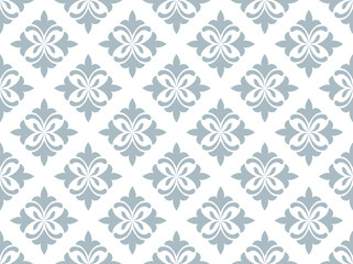Flower geometric pattern. Seamless vector background. White and blue ornament. Ornament for fabric, wallpaper, packaging. Decorative print