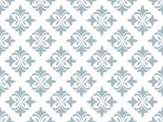Schilderijen op glas Flower geometric pattern. Seamless vector background. White and blue ornament. Ornament for fabric, wallpaper, packaging. Decorative print © ELENA