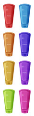 Set of sunscreen lotion in different colors