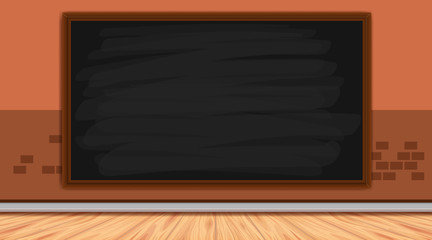 Room with blackboard on brickwall