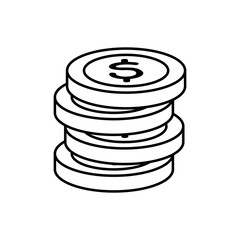 pile of coins money cash line style icon vector illustration design