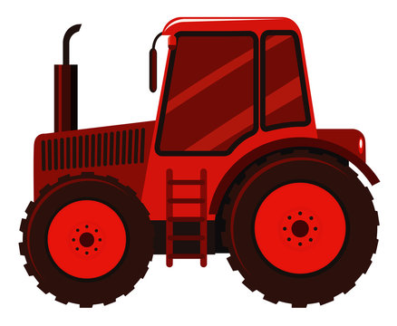 Single picture of red tractor on white background