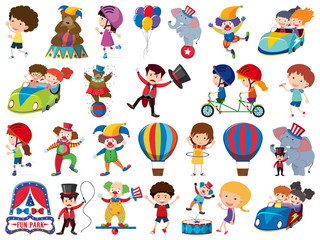 Large set of isolated objects of kids and circus © brgfx