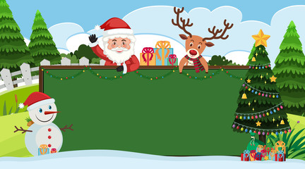 Border template with Santa and snowman on christmas