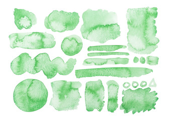 collezione di penellate creative verdi acquerello color pastello 
