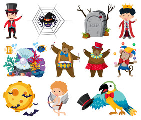 Set of fairytale and circus characters