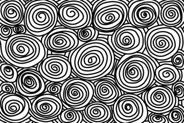 Line pattern drawing of spiral on white